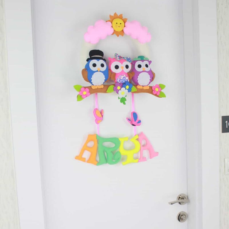 Arya isimli Baykuş Kız Bebek ve Hastane Odası Kapı Süsü