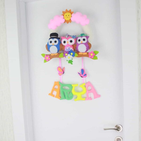 Arya isimli Baykuş Kız Bebek ve Hastane Odası Kapı Süsü