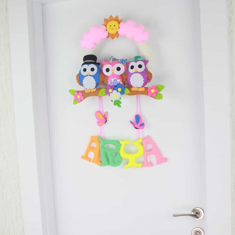 Arya isimli Baykuş Kız Bebek ve Hastane Odası Kapı Süsü