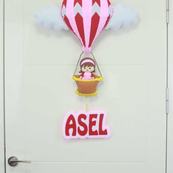 Asel isimli Sıcak Hava Balonlu Bebek ve Hastane Odası Kapı Süsü