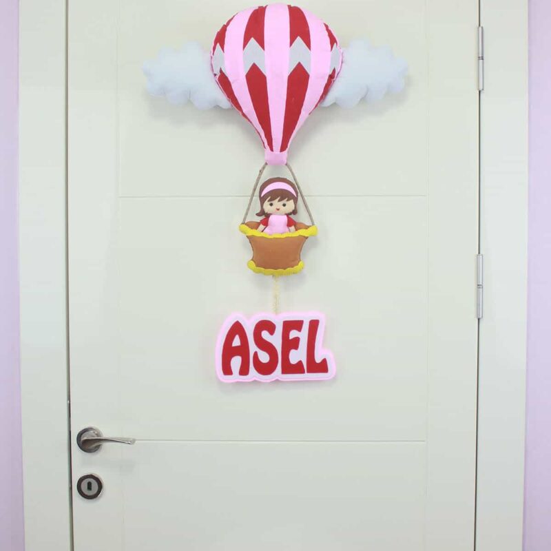 Asel isimli Sıcak Hava Balonlu Bebek ve Hastane Odası Kapı Süsü