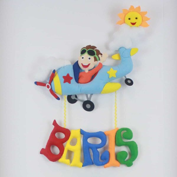 Barış isimli Pilot Uçak Bebek ve Hastane Odası Kapı Süsü