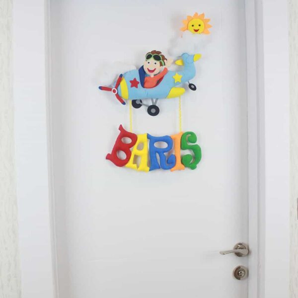 Barış isimli Pilot Uçak Bebek ve Hastane Odası Kapı Süsü
