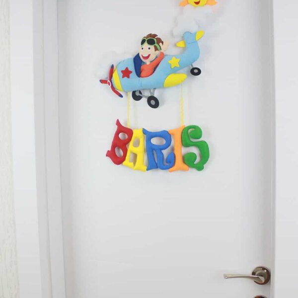 Barış isimli Pilot Uçak Bebek ve Hastane Odası Kapı Süsü