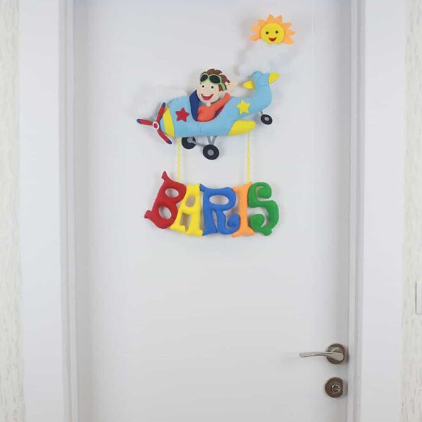 Barış isimli Pilot Uçak Bebek ve Hastane Odası Kapı Süsü