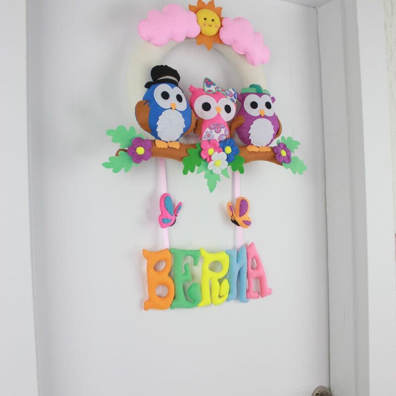 Berna isimli Baykuş Bebek ve Hastane Odası Kapı Süsü