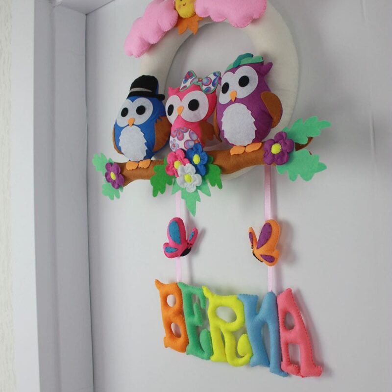 Berna isimli Baykuş Bebek ve Hastane Odası Kapı Süsü
