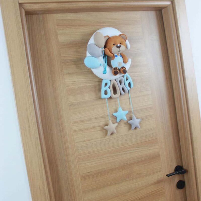 Bora isimli Aydede Balonlu Ayıcık Bebek ve Hastane Odası Kapı Süsü