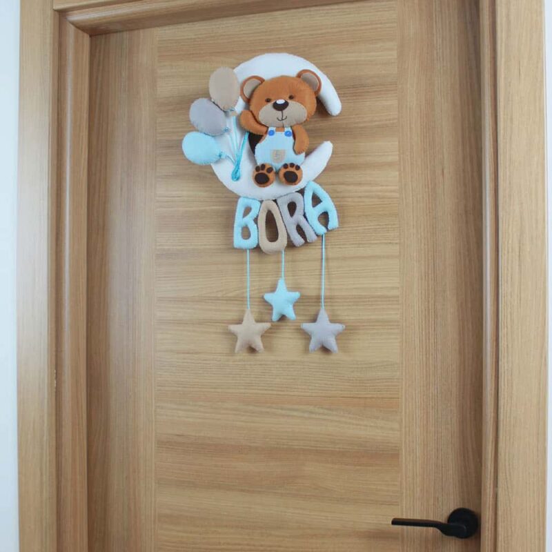 Bora isimli Aydede Balonlu Ayıcık Bebek ve Hastane Odası Kapı Süsü