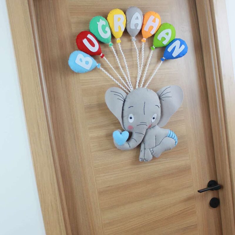 Buğrahan isimli Şirin Fil Bebek ve Hastane Odası Kapı Süsü