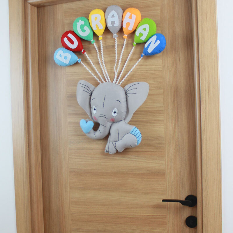 Buğrahan isimli Şirin Fil Bebek ve Hastane Odası Kapı Süsü