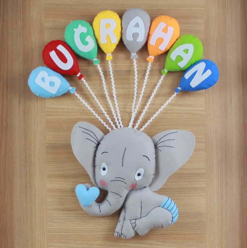 Buğrahan isimli Şirin Fil Bebek ve Hastane Odası Kapı Süsü