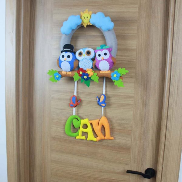 Can isimli Baykuş Bebek ve Hastane Odası Kapı Süsü