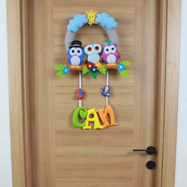 Can isimli Baykuş Bebek ve Hastane Odası Kapı Süsü