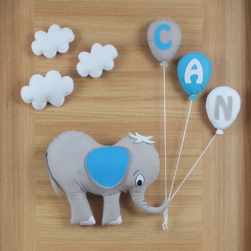 Can isimli Balonlu Fil Bebek ve Hastane Odası Kapı Süsü
