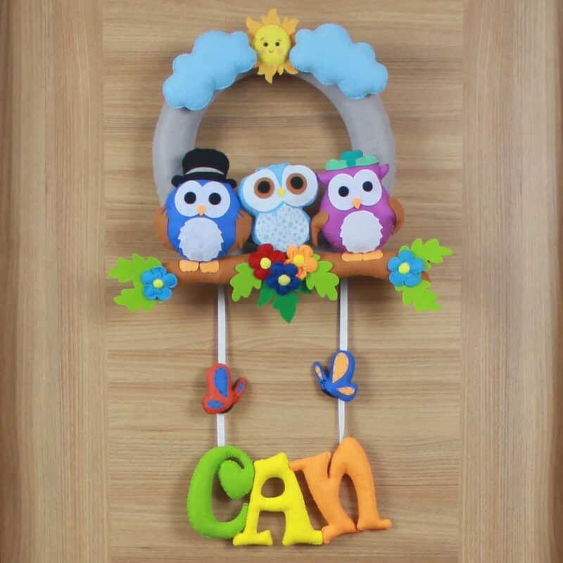 Can isimli Baykuş Bebek ve Hastane Odası Kapı Süsü