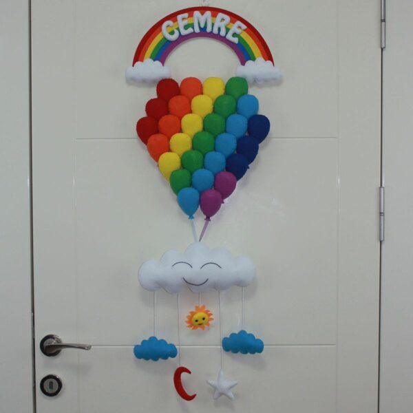 Cemre isimli Balonlar Gökkuşağı Bebek ve Hastane Odası Kapı Süsü