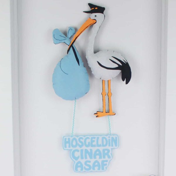 Çınar Asaf isimli Postacı Leylek Bebek ve Hastane Odası Kapı Süsü