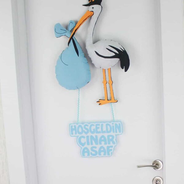 Çınar Asaf isimli Postacı Leylek Bebek ve Hastane Odası Kapı Süsü