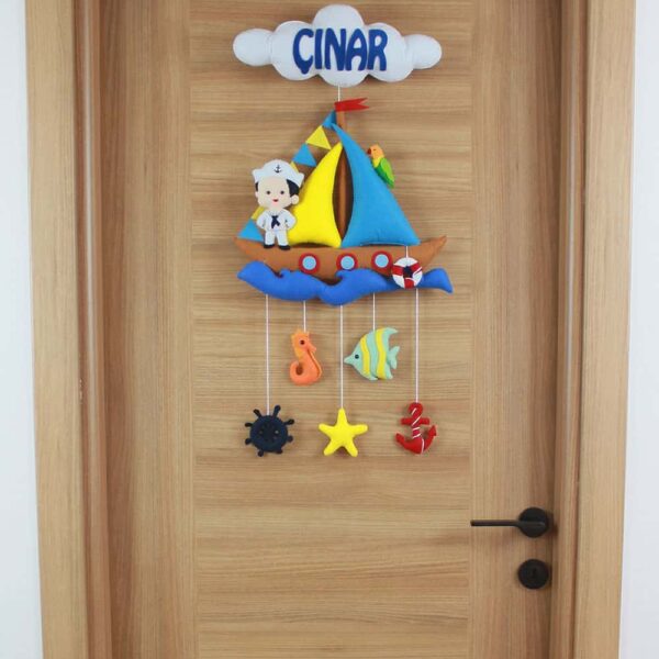 Çınar isimli Kahve Denizci Bebek ve Hastane Odası Kapı Süsü