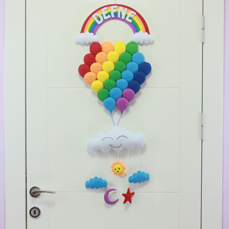 Defne isimli Balonlar Bebek Kapı Süsü