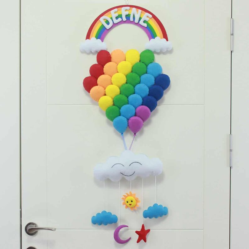 Defne isimli Balonlar Bebek Kapı Süsü