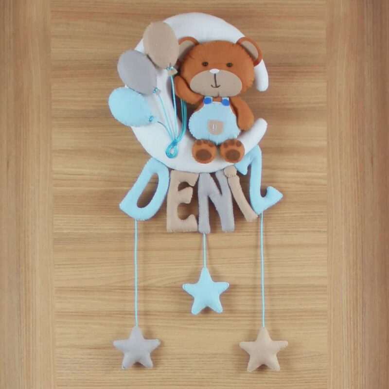 Deniz isimli Aydede Balonlu Ayıcık Kapı Süsü