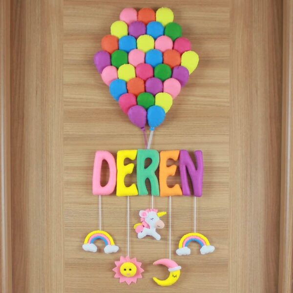 Deren isimli Balonlar Unicorn Kapı Süsü