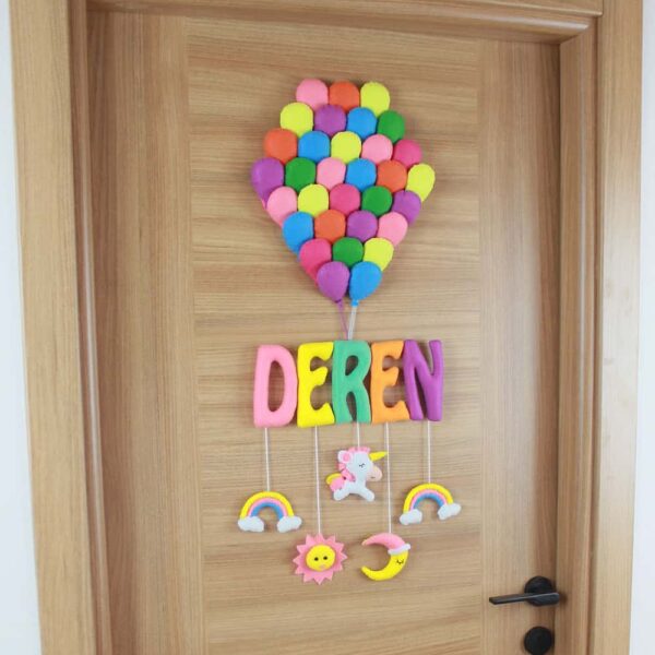 Deren isimli Balonlar Unicorn Kapı Süsü