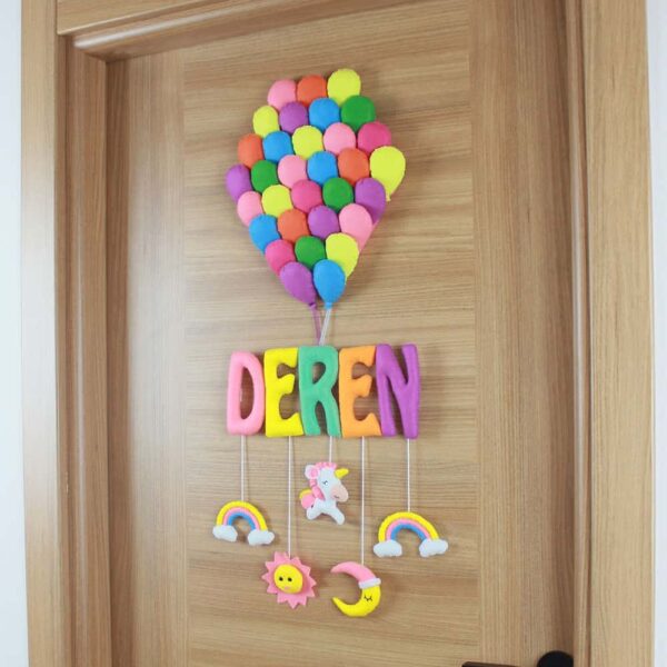 Deren isimli Balonlar Unicorn Kapı Süsü