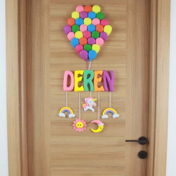 Deren isimli Balonlar Unicorn Kapı Süsü