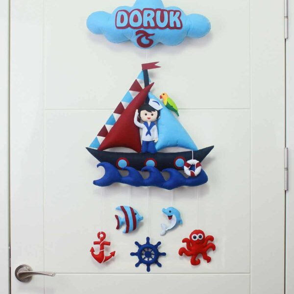 Doruk isimli Bordo Mavi Denizci Kapı Süsü