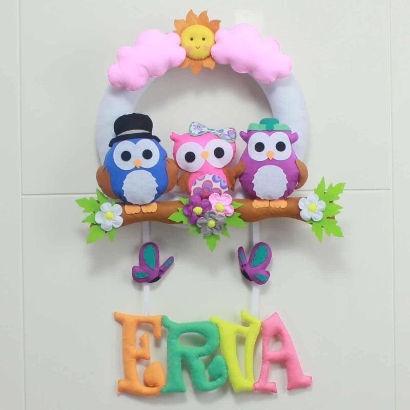 Erva isimli Baykuş Bebek Kapı Süsü