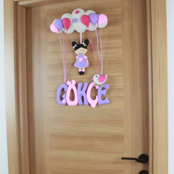 Gökçe isimli Pembe Lila Bebek Kapı Süsü