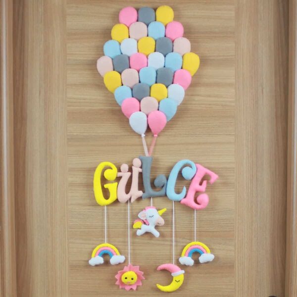 Gülce isimli Balonlar Unicorn Bebek Kapı Süsü