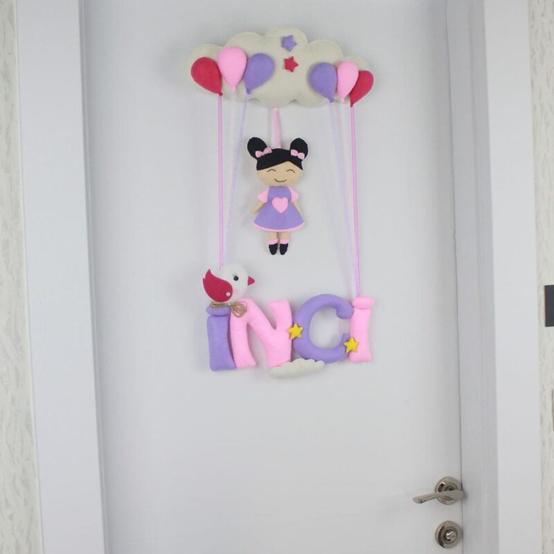 İnci isimli Pembe Lila Bebek Kapı Süsü