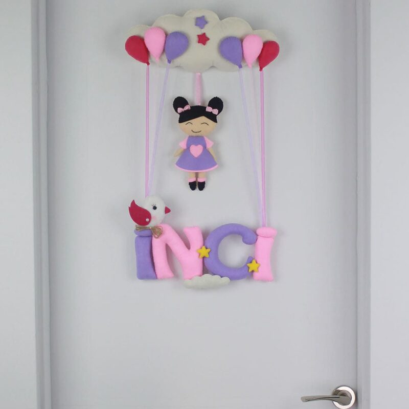 İnci isimli Pembe Lila Bebek Kapı Süsü