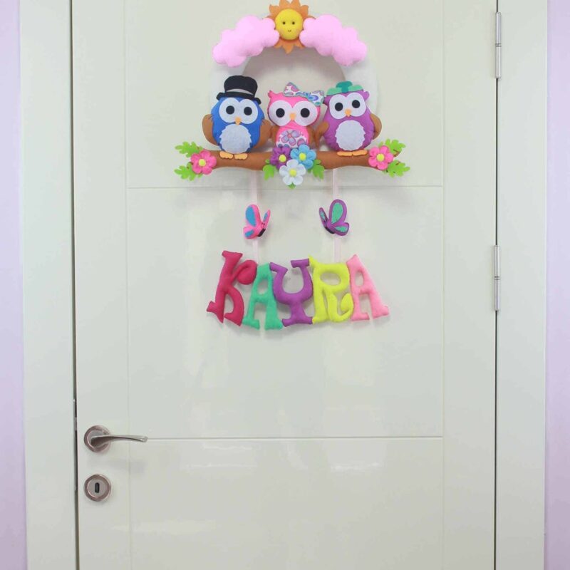 Kayra isimli Baykuş Bebek Kapı Süsü
