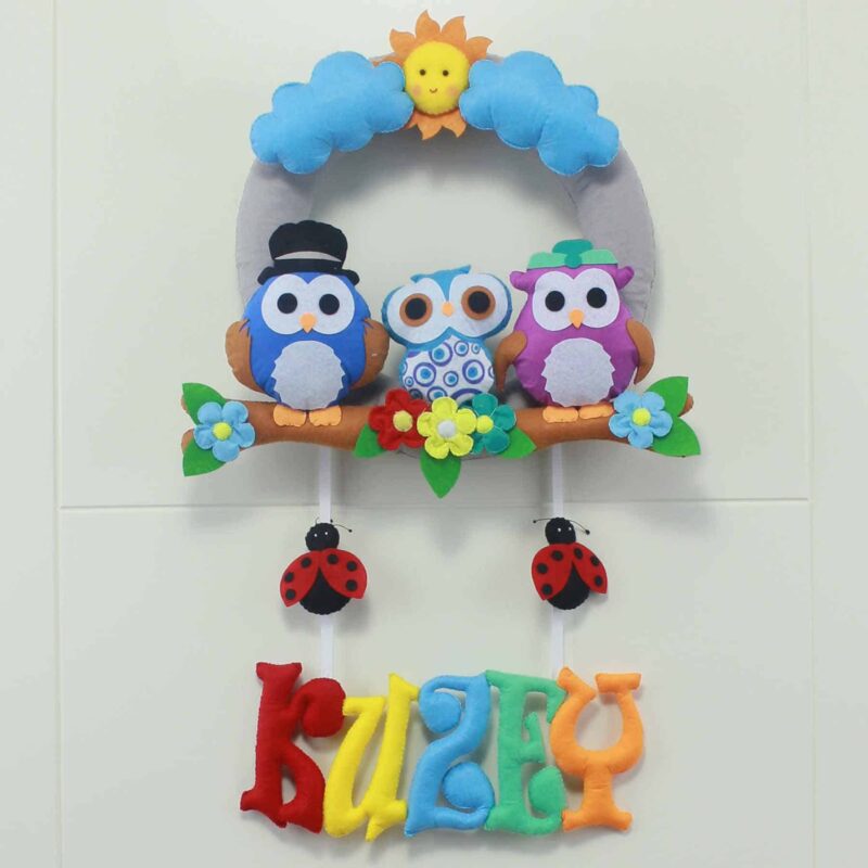 Kuzey isimli Baykuş Bebek Kapı Süsü