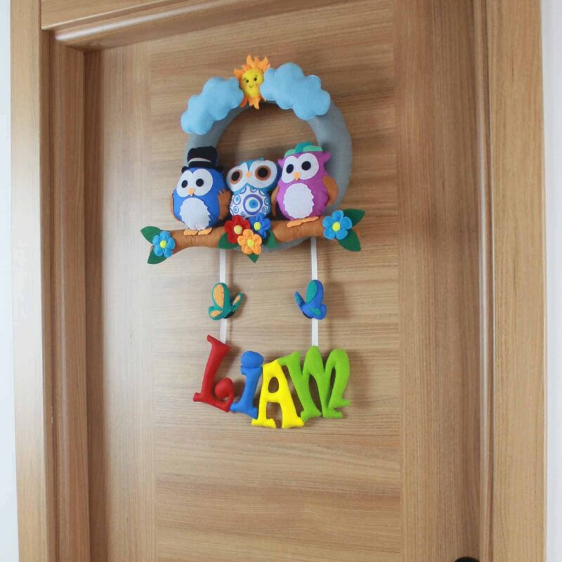 Liam isimli Baykuş Bebek Kapı Süsü