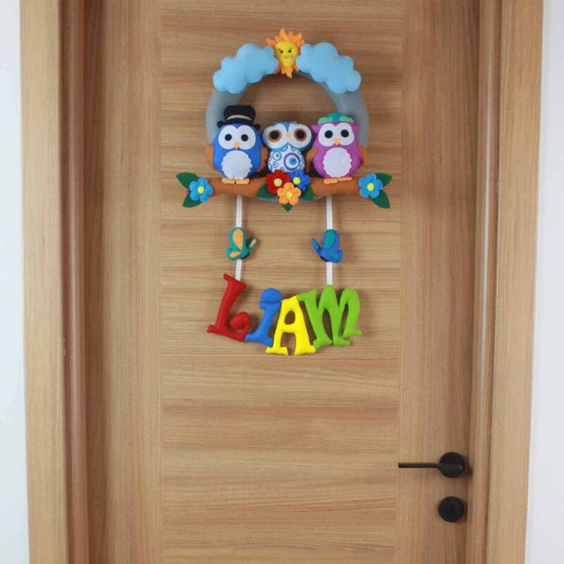 Liam isimli Baykuş Bebek Kapı Süsü