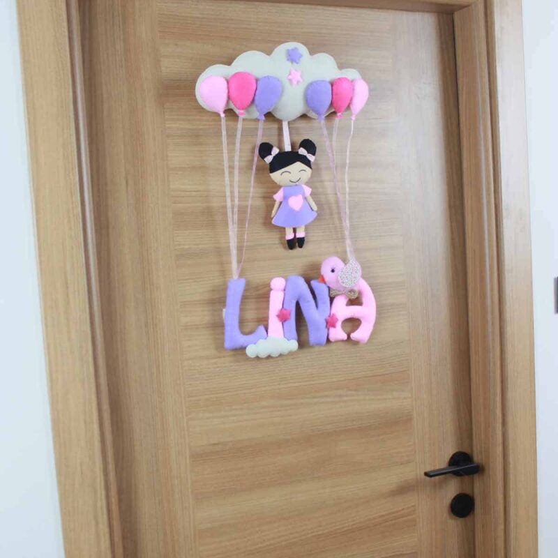 Lina isimli Pembe Lila Bebek Kapı Süsü