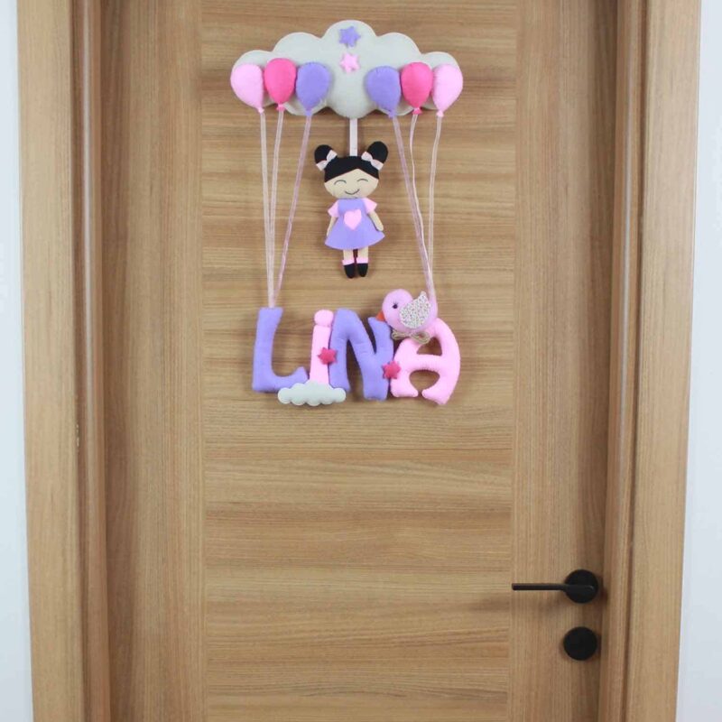 Lina isimli Pembe Lila Bebek Kapı Süsü