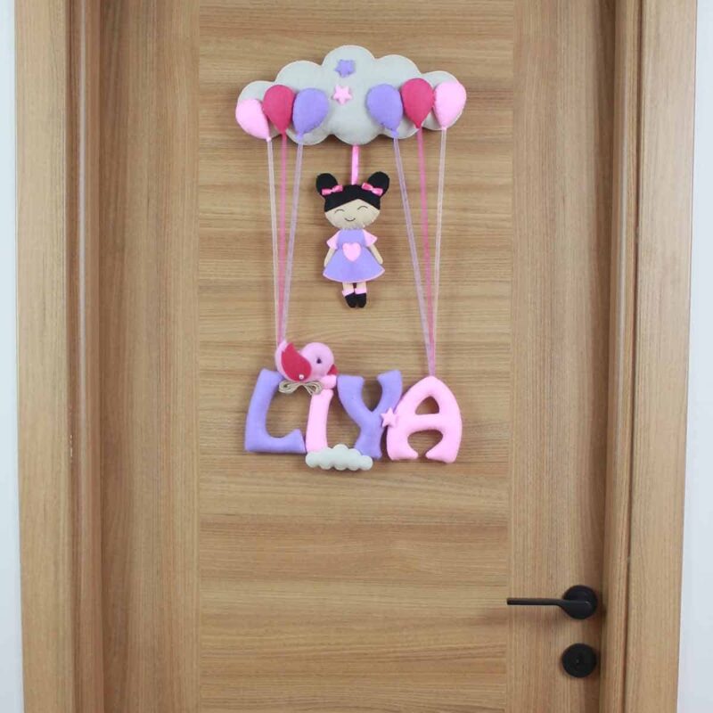 Liya isimli Pembe Lila Bebek Kapı Süsü