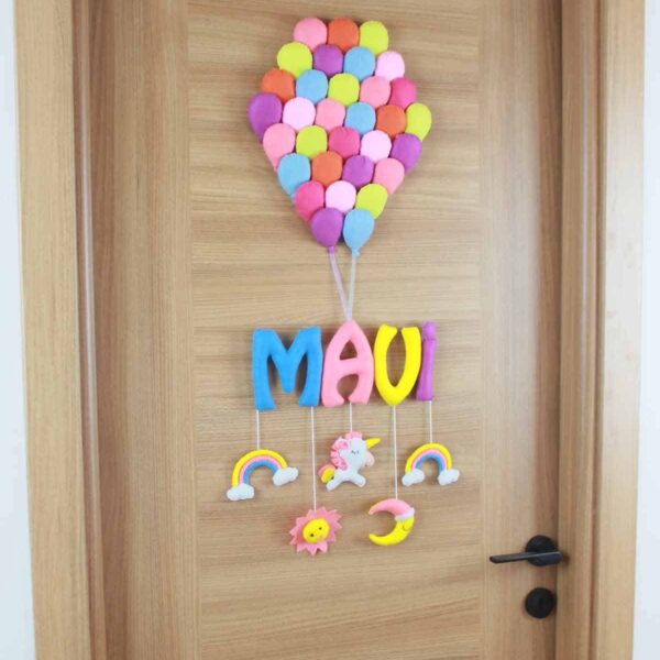 Mavi isimli Balonlar Unicorn Bebek Kapı Süsü