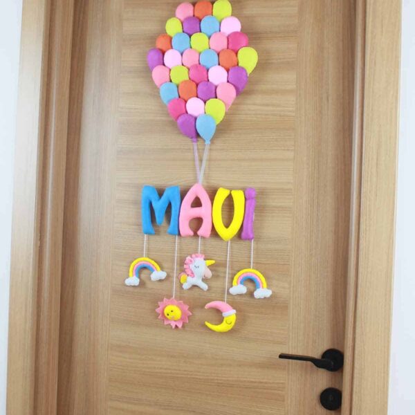 Mavi isimli Balonlar Unicorn Bebek Kapı Süsü