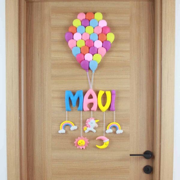 Mavi isimli Balonlar Unicorn Bebek Kapı Süsü