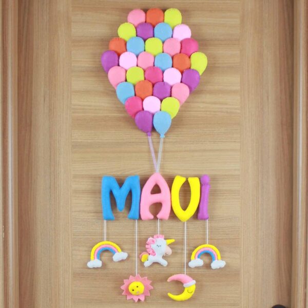 Mavi isimli Balonlar Unicorn Bebek Kapı Süsü