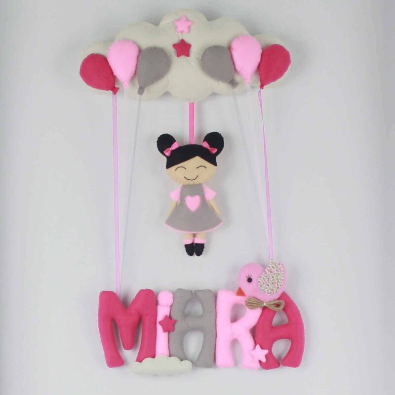 Mihra isimli Pembe Gri Bebek Kapı Süsü
