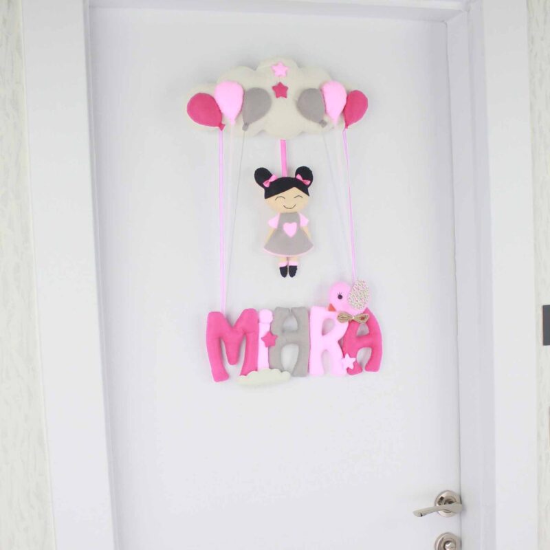 Mihra isimli Pembe Gri Bebek Kapı Süsü
